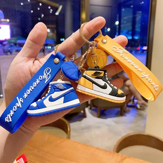 Hot Sale Brand Mini 3D Aj Shoe Air Key Chain Sneaker Pendant Sports Shoes Doll Keychain PVC Car Key Accessory 